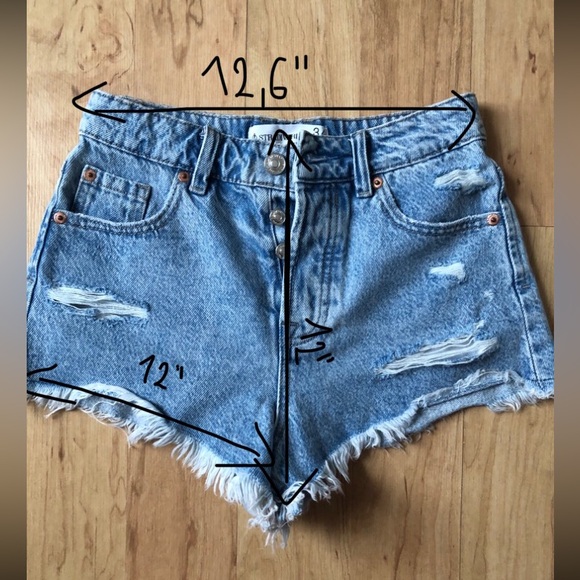 Stradivarius High Waisted Denim Shorts size 02 eu 34 - Picture 10 of 11